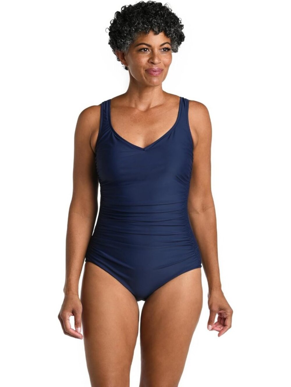 Chic Women's Shirred One-Piece Swimsuit with Over-the-Shoulder Straps